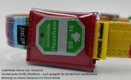 josi.li Schutzhülle für Hundemarke  bis 30x40mm, Hundemarkentasche für Halsband und Geschirr aus Nylon – Farbwahl - wasserfest