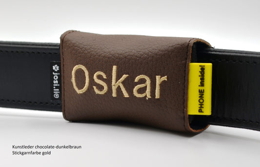 josi.li GPS Tracker Tasche für Hunde – für alle Trackermodelle: Sichere Befestigung, Trackerhülle aus strapazierfähigem Kunstleder, bestickt, Farbwahl und zuverlässiger Verschluss