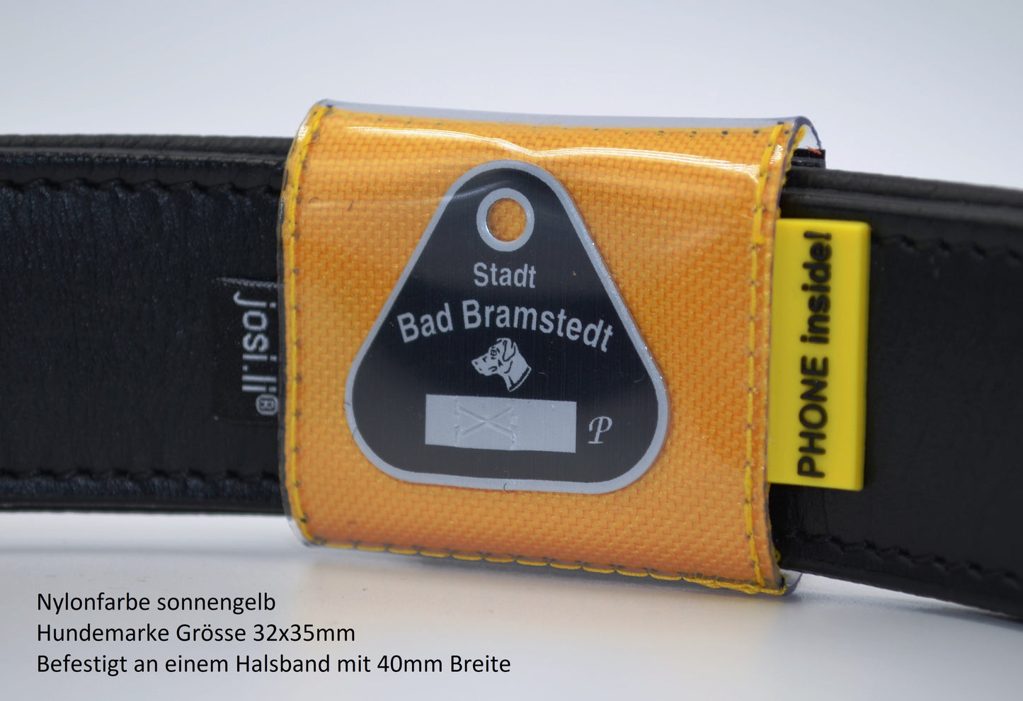 josi.li Schutzhülle für Hundemarke  bis 43x43mm, Hundemarkentasche für Halsband und Geschirr aus Nylon – Farbwahl - wasserfest