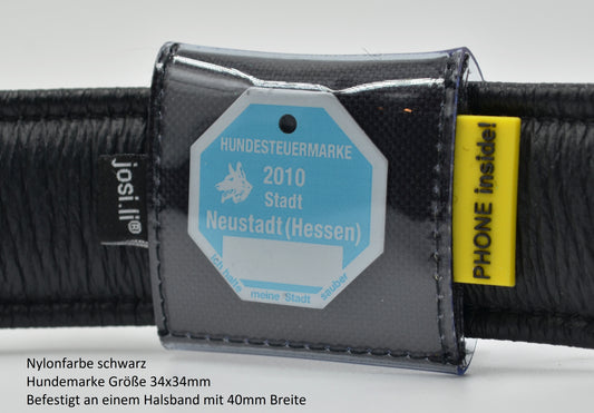 josi.li Schutzhülle für Hundemarke  bis 43x43mm, Hundemarkentasche für Halsband und Geschirr aus Nylon – Farbwahl - wasserfest