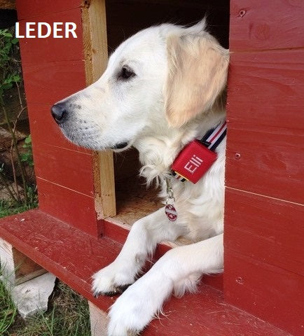 josi.li GPS Tracker-Taschen Nappaleder für Tractive Dog4, XL, Classic, sicherer Verschluss, auch mit Bestickung