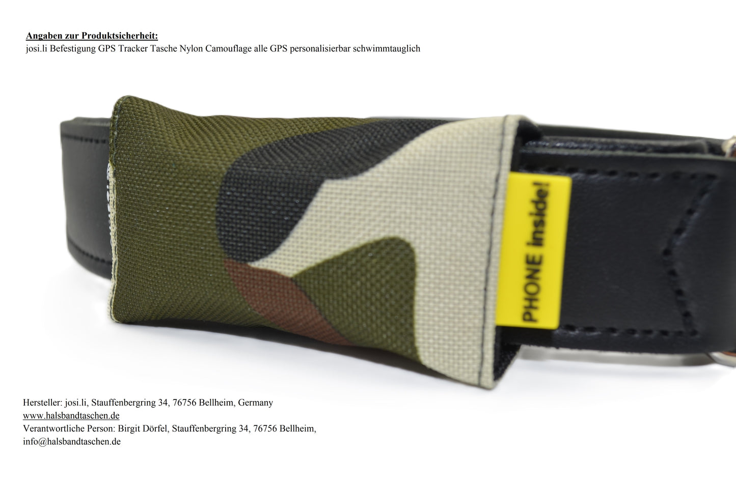 josi.li Befestigung GPS Tracker Tasche Nylon Camouflage alle GPS personalisierbar schwimmtauglich