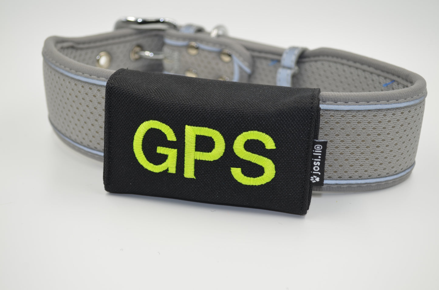 josi.li GPS Tracker-Tasche für Hunde und Pferde, für Tractive XL, Adventure, Dog 4, Dog 6, PAJ,Nylon extra stark, schwarz, sicherer Verschluss, mit floureszierender Bestickung