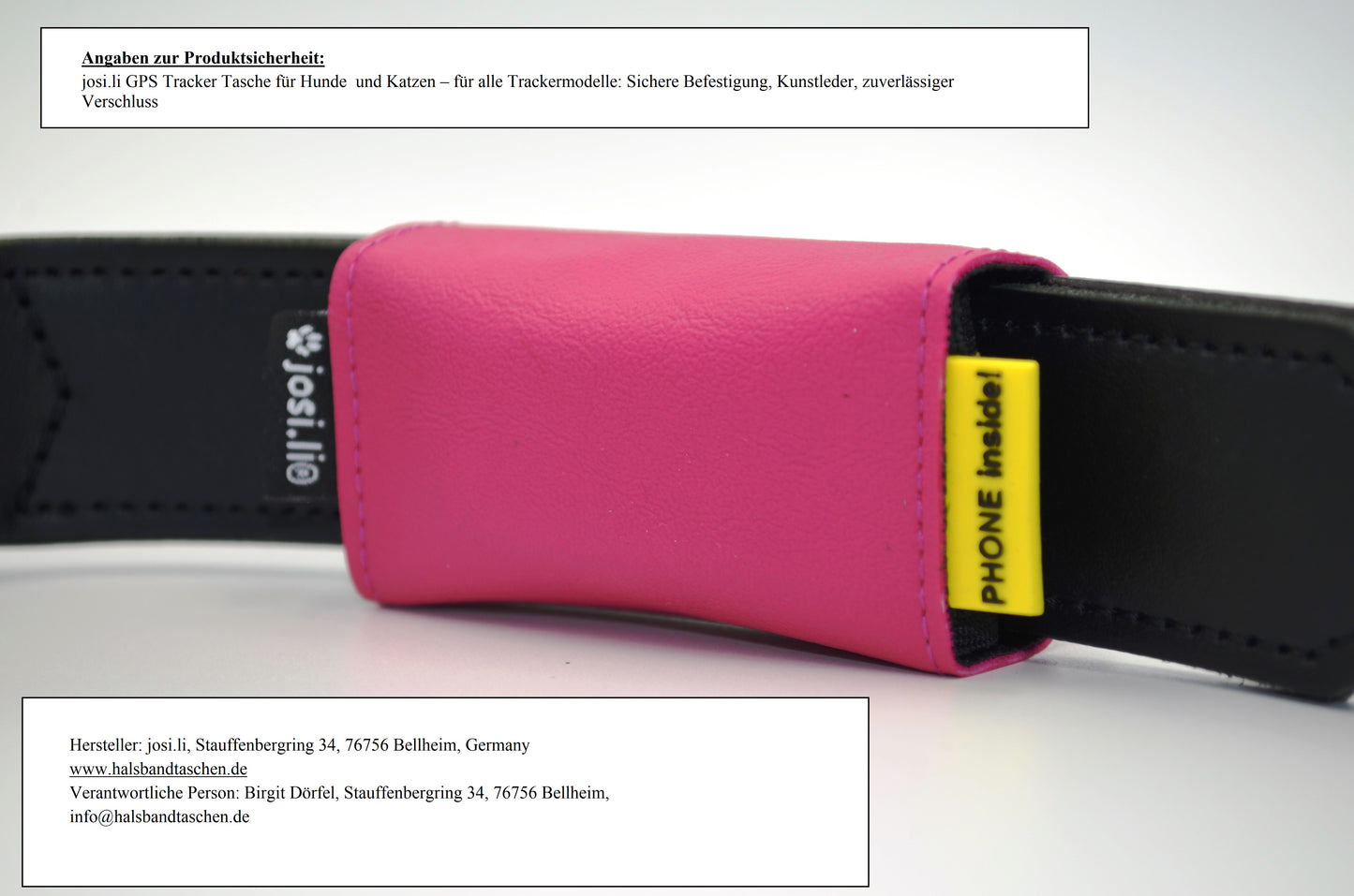 josi.li Tracker-Tasche - Katzen, Hunde - weiches Kunstleder, Cat 4,  Weenect, Tractive und weitere GPS Modelle