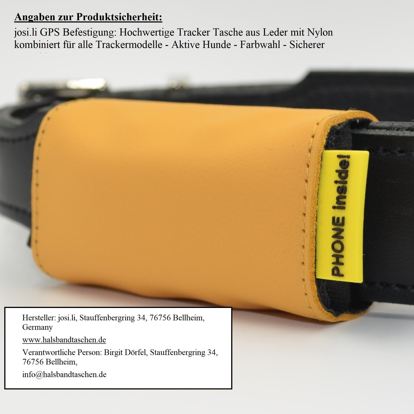 josi.li GPS Befestigung: Hochwertige Tracker Tasche aus Leder mit Nylon kombiniert für Dog 4 - Aktive Hunde - Sonderfarben - Sicherer Verschluss