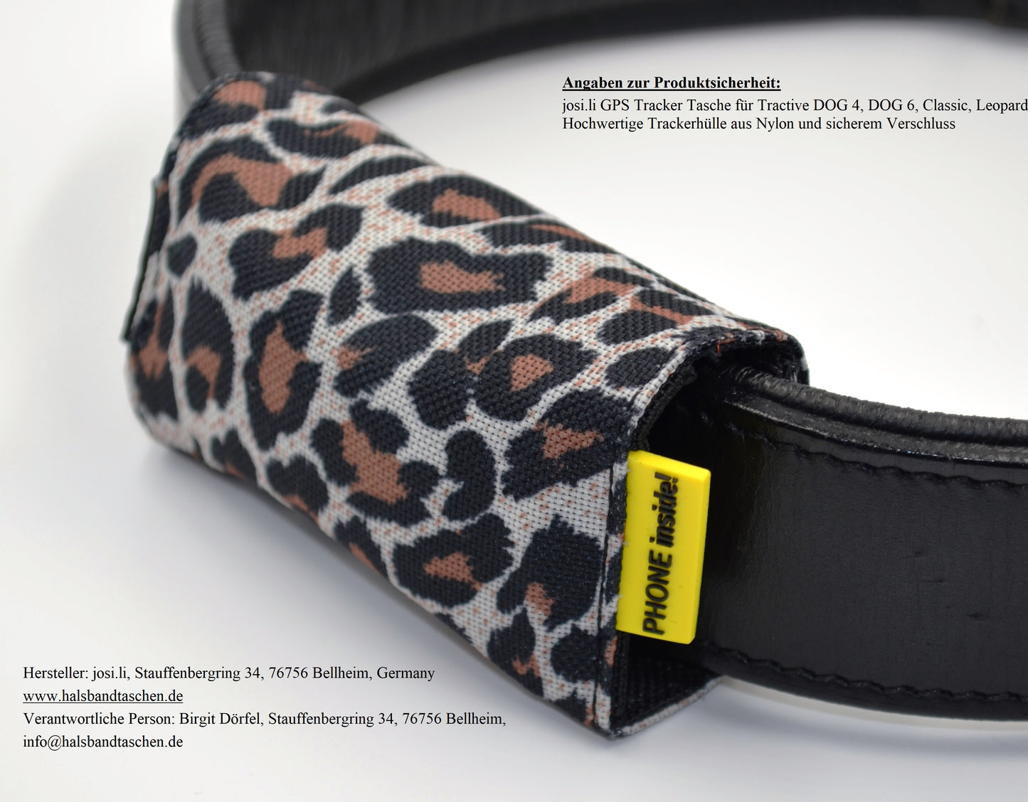 josi.li GPS Tracker Tasche, alle Trackermodelle, Leopard Hochwertige Trackerhülle aus Nylon und sicherem Verschluss